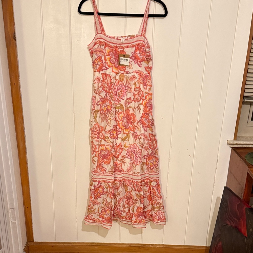New w/ Tags. Blu Pepper Pink and Orange Floral Maxi Dress
